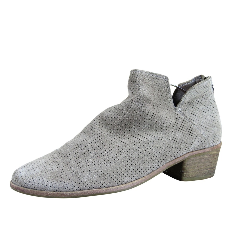Dolce Vita Women's 9 Taupe Suede Perforated Booties Block Heel Ankle Zip Boot